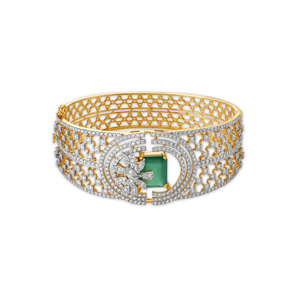 Broad Diamond Bangle | Beautiful jewelry diamonds, Diamond bracelet design,  Bridal diamond jewellery