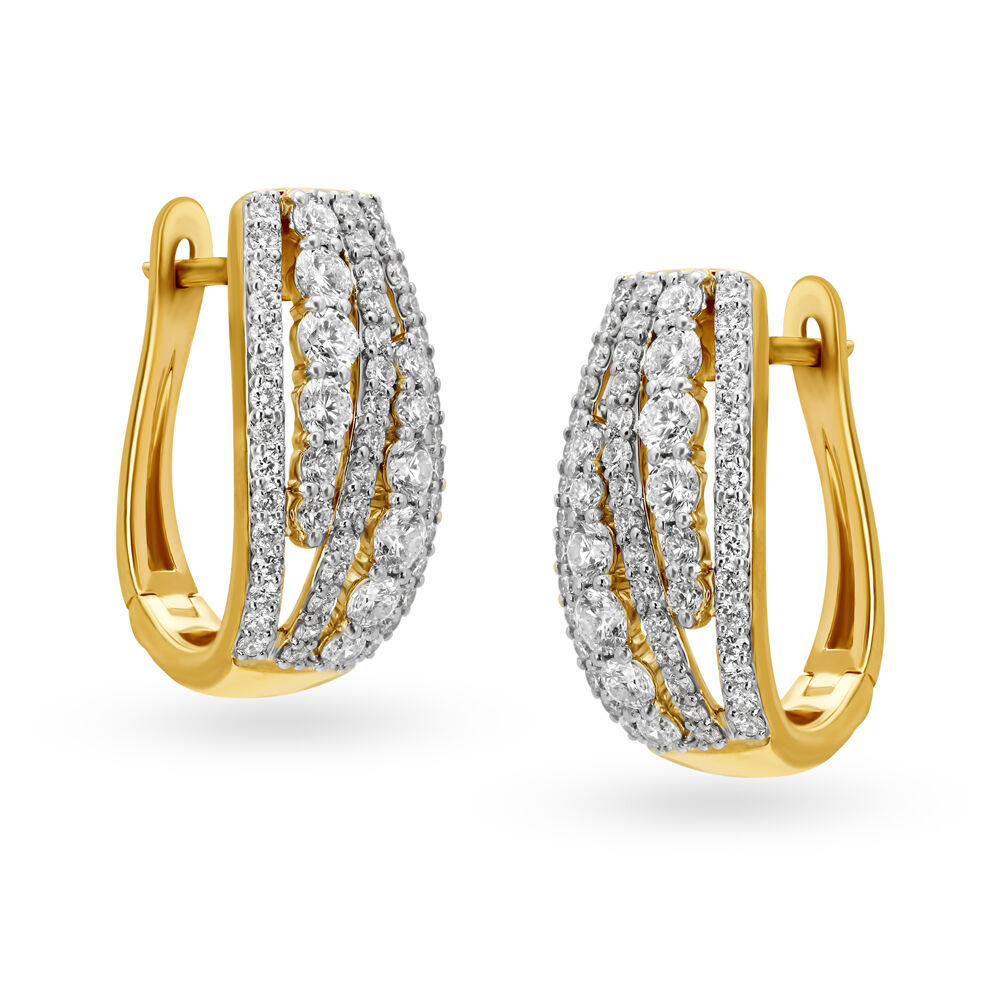 Jewel Bloom Diamond Hoop Earrings-Candere by Kalyan Jewellers