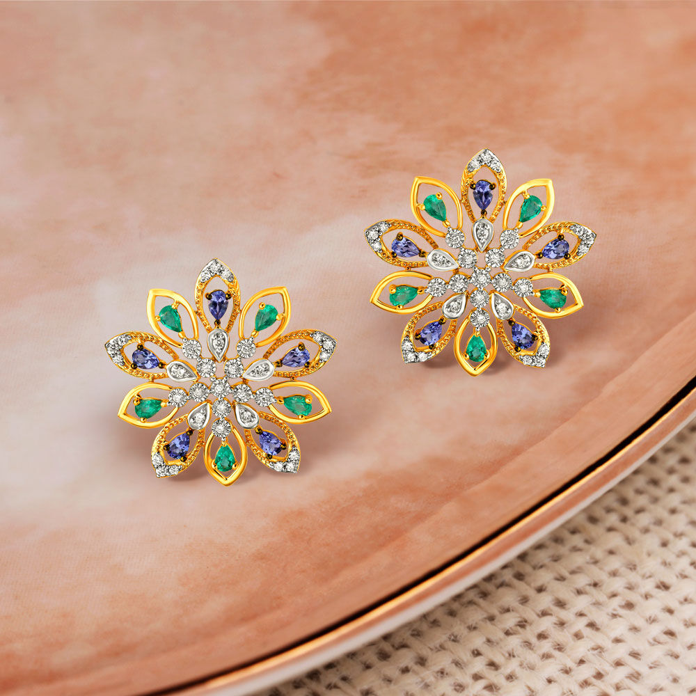 Fancy Fairytale Brass American Diamond Studs Earrings - Tito's Fashion House