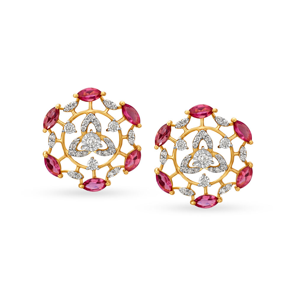 14K Rose Gold Pink Tourmaline Diamond Halo Stud Earrings | Shop 14k Rose  Gold Lusso Color Earrings | Gabriel & Co