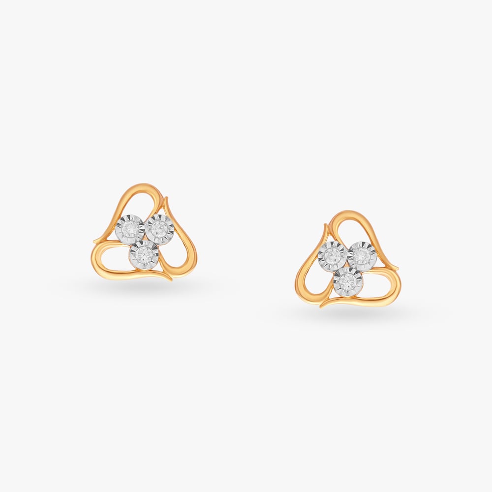 Triangular Diamond Stud Earrings