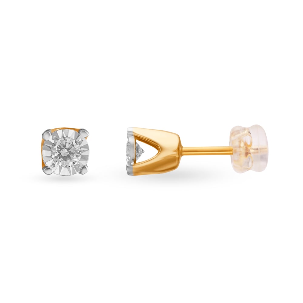 

Dainty Contemporary Single Stone Diamond Stud Earrings