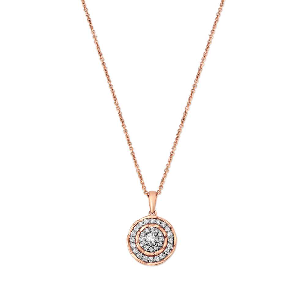 Hypnotic Floral Diamond Pendant with Chain in White and Rose Gold