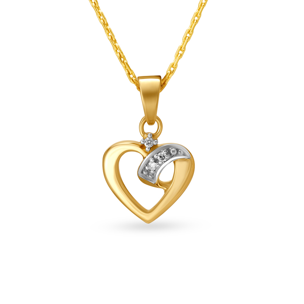 Dainty Heart Shaped Gold and Diamond Pendant