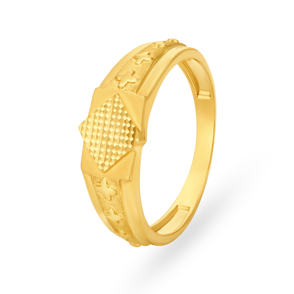 

Eclectic 22 Karat Yellow Gold Floral Textured Finger Ring