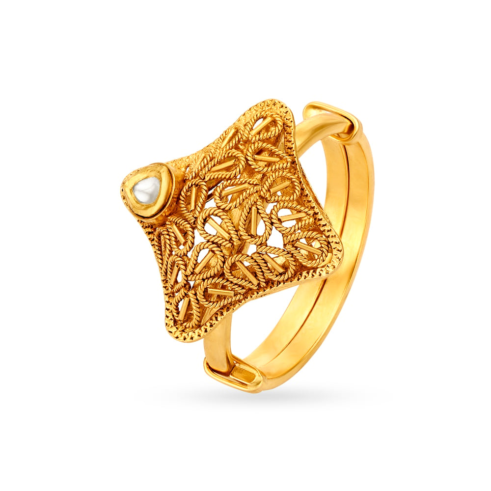 Buy Yellow Gold Rings for Women by Iski Uski Online | Ajio.com