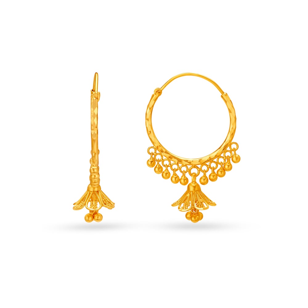 

Elaborate Gold Hoops with Jhumka