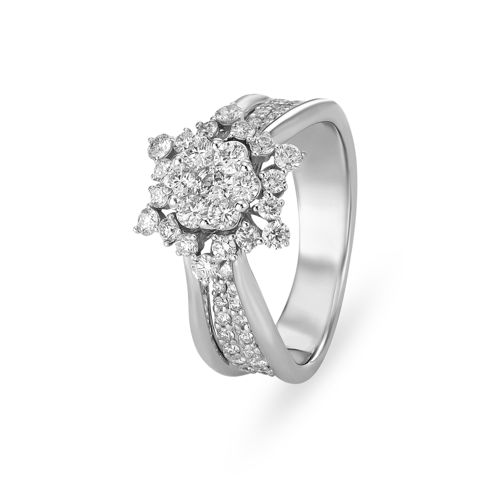 Exquisite White Gold and Diamond Solitaire Look Ring