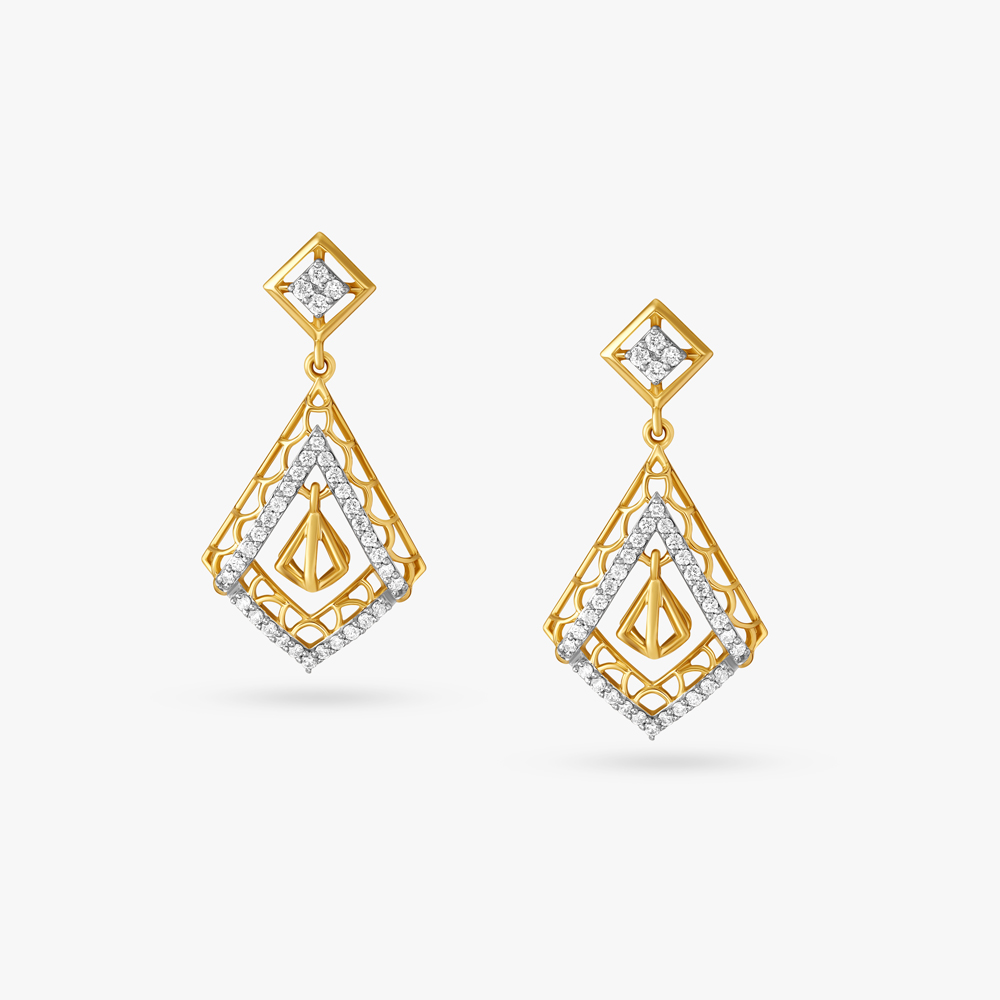 18K White Gold Diamond Cluster Circle Drop Earrings - Gregory Jewellers