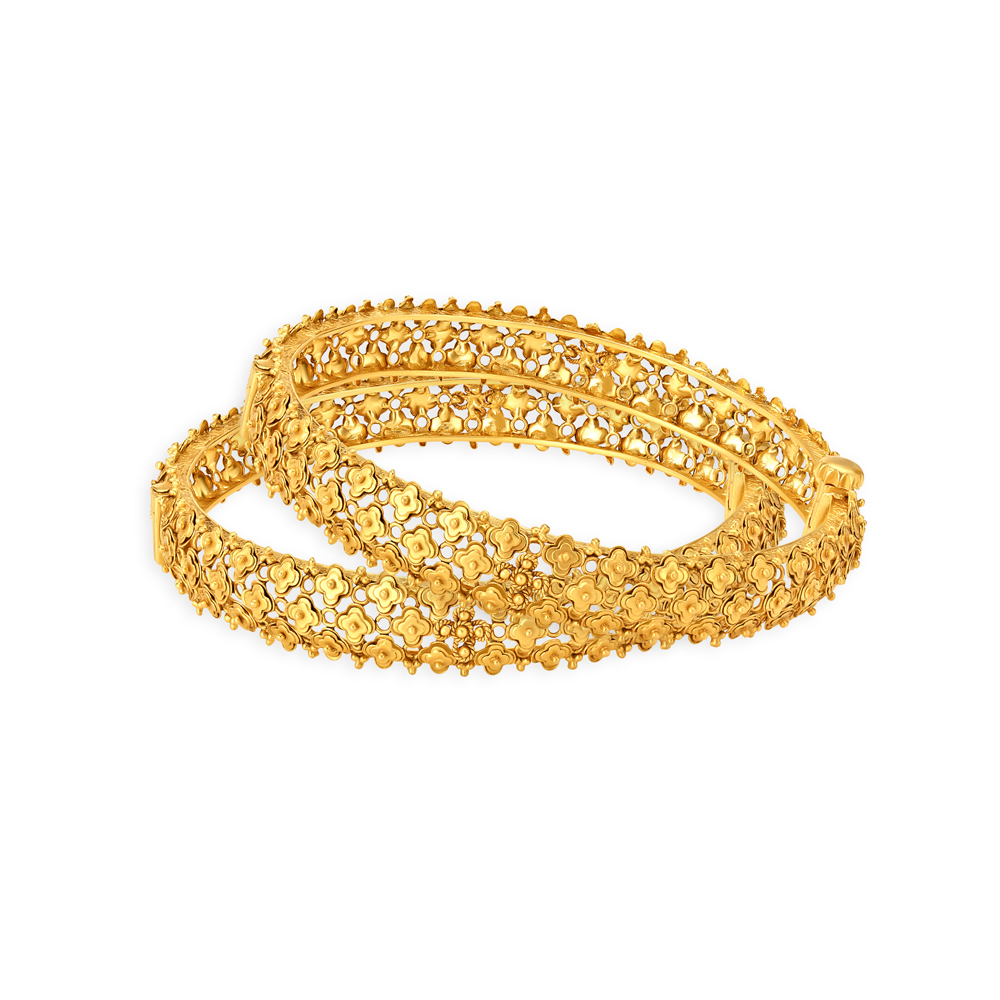 Gold bangles online flower designs