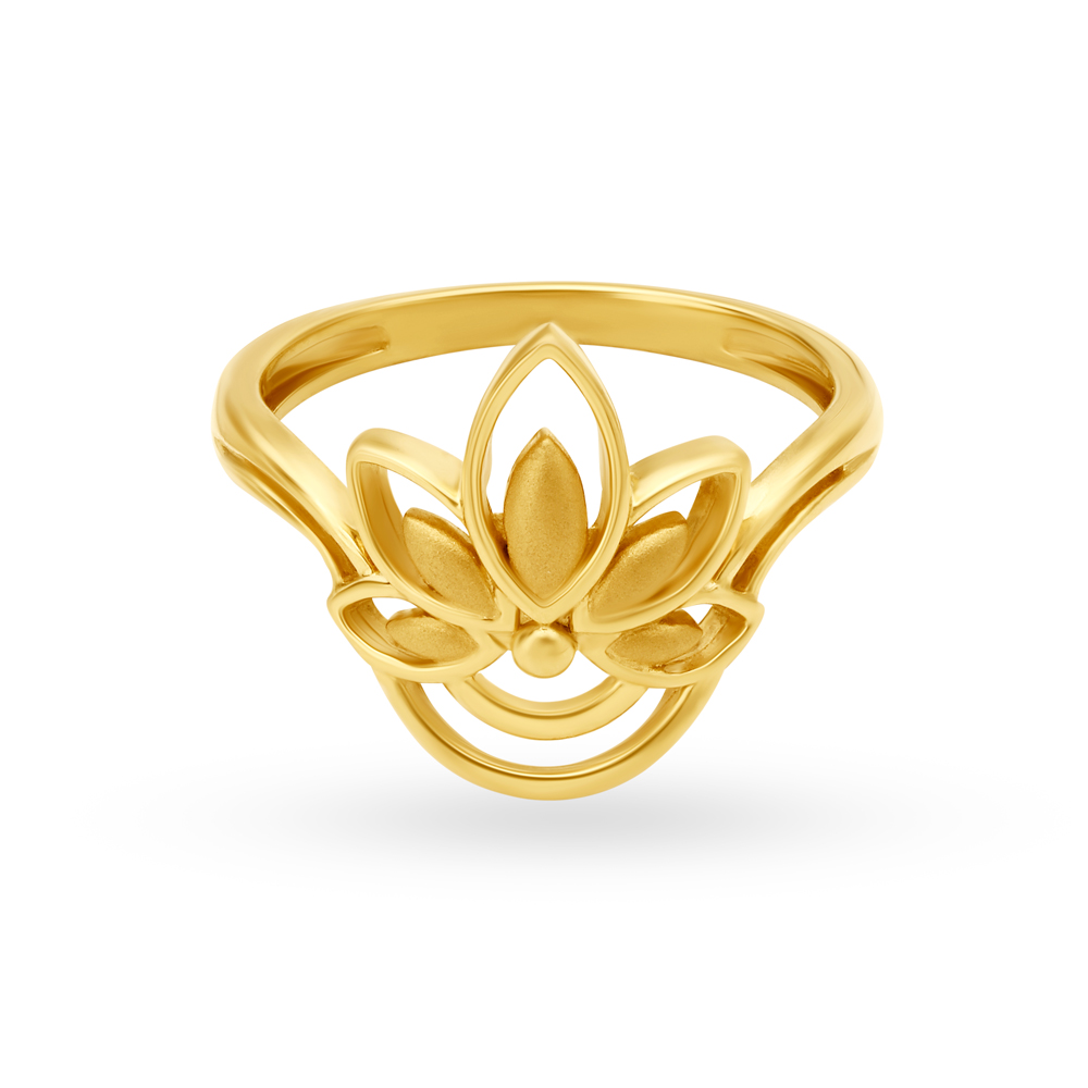 Glorious 22 Karat Yellow Gold Lotus Finger Ring