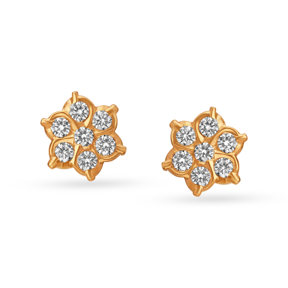 Dainty Single Stone Diamond Stud Earrings