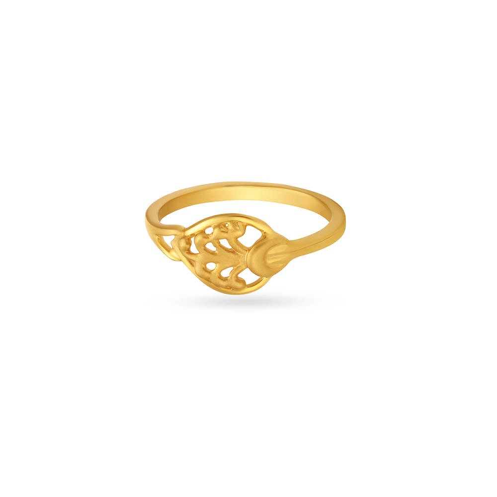 Lush Leaf Gold Finger Ring For Kids