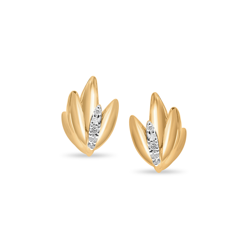 14kt Yellow Gold Dhanteras Inspired Diamond Stud Earrings