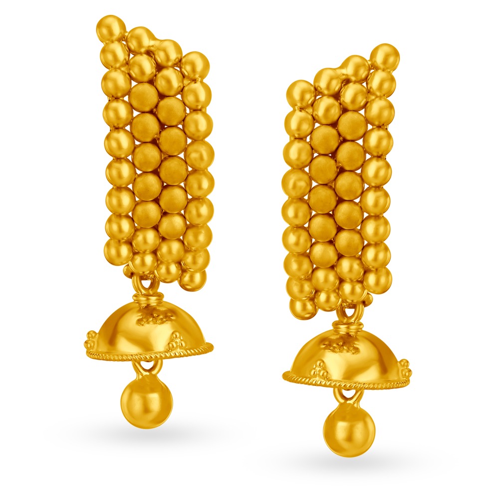 Petite Beaded Gold Jhumka Earrings