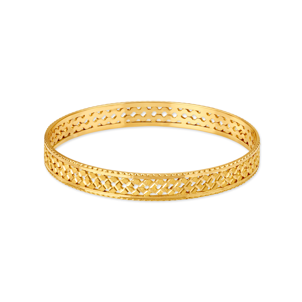 

Beautiful Yellow Gold Triangular Trellis Bangles