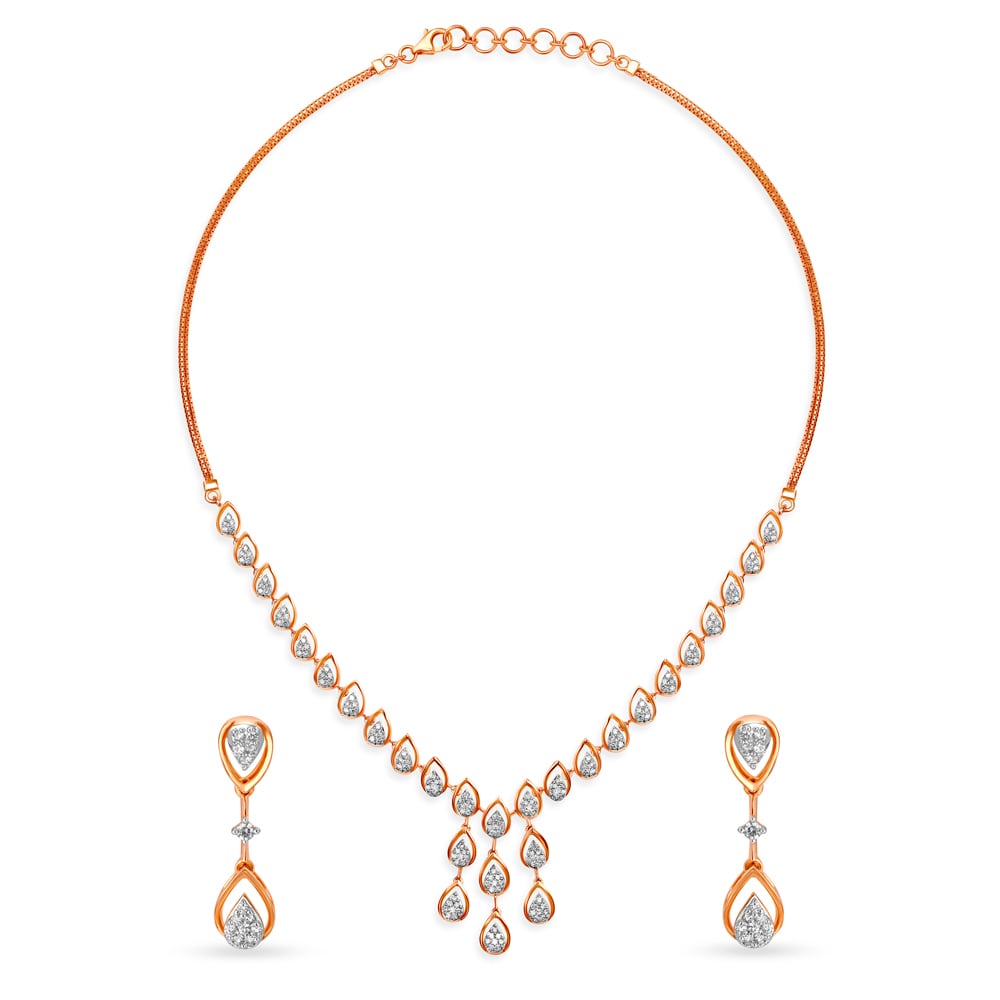 

Ethereal Rose Gold And Diamond Teardrop Necklace Set