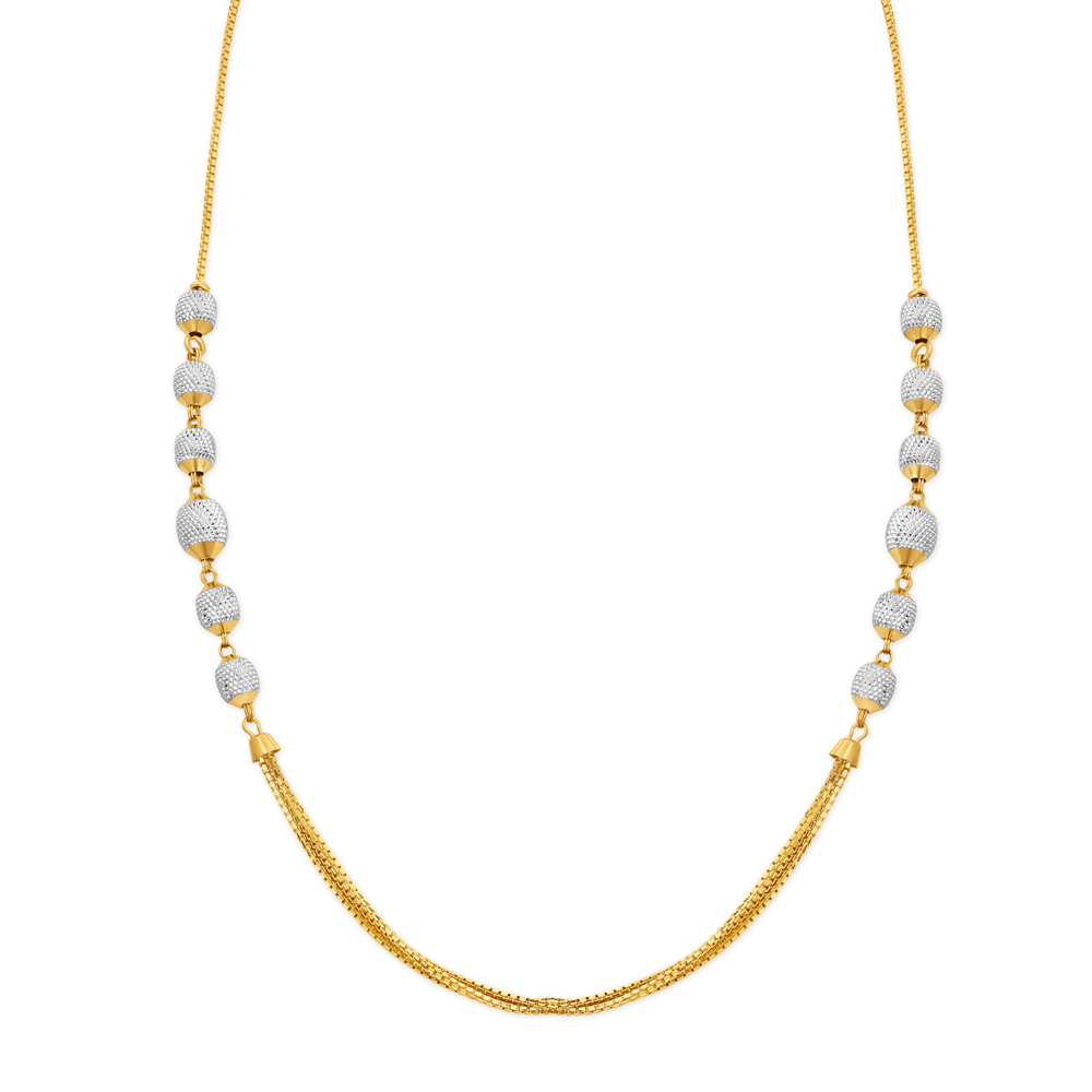 

Enchanting Yellow Gold Triple String Beaded Chain