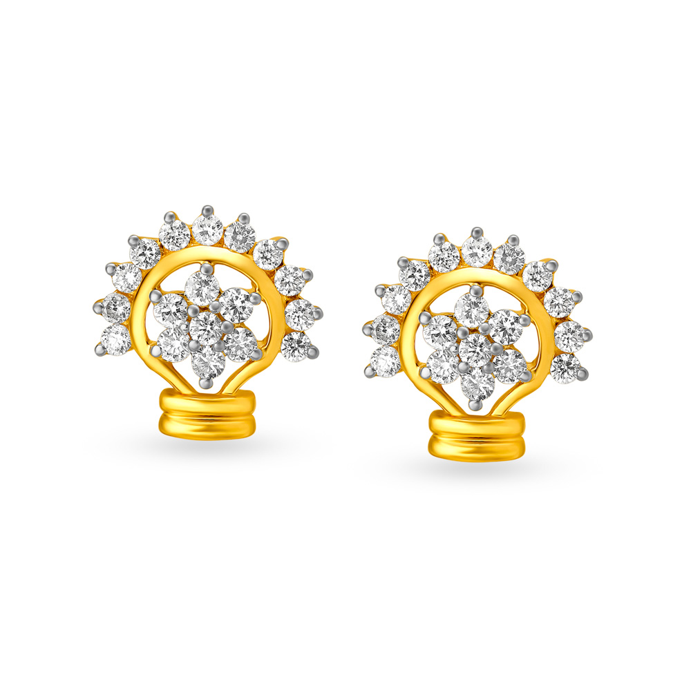 Pink Sunshine Diamond Stud Earrings