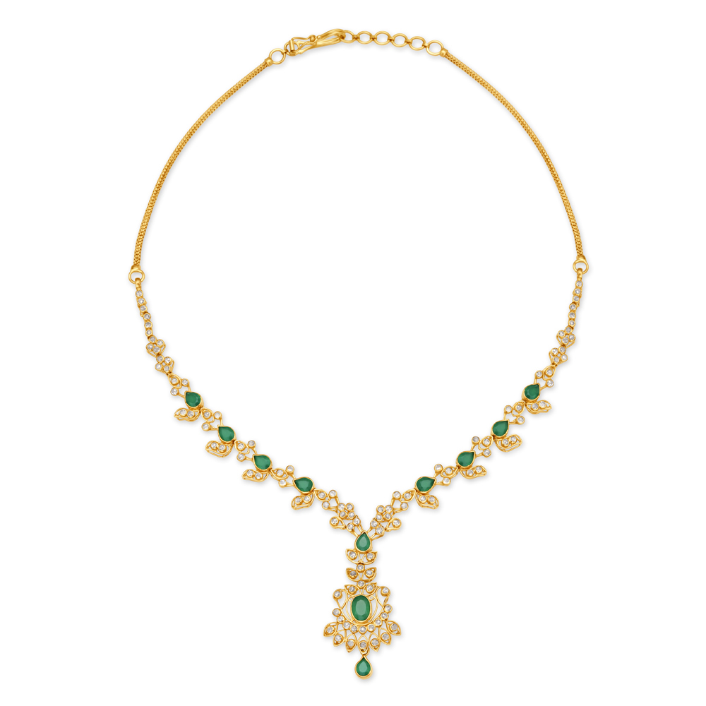 

Gorgeous Emerald Studded Gold Necklace