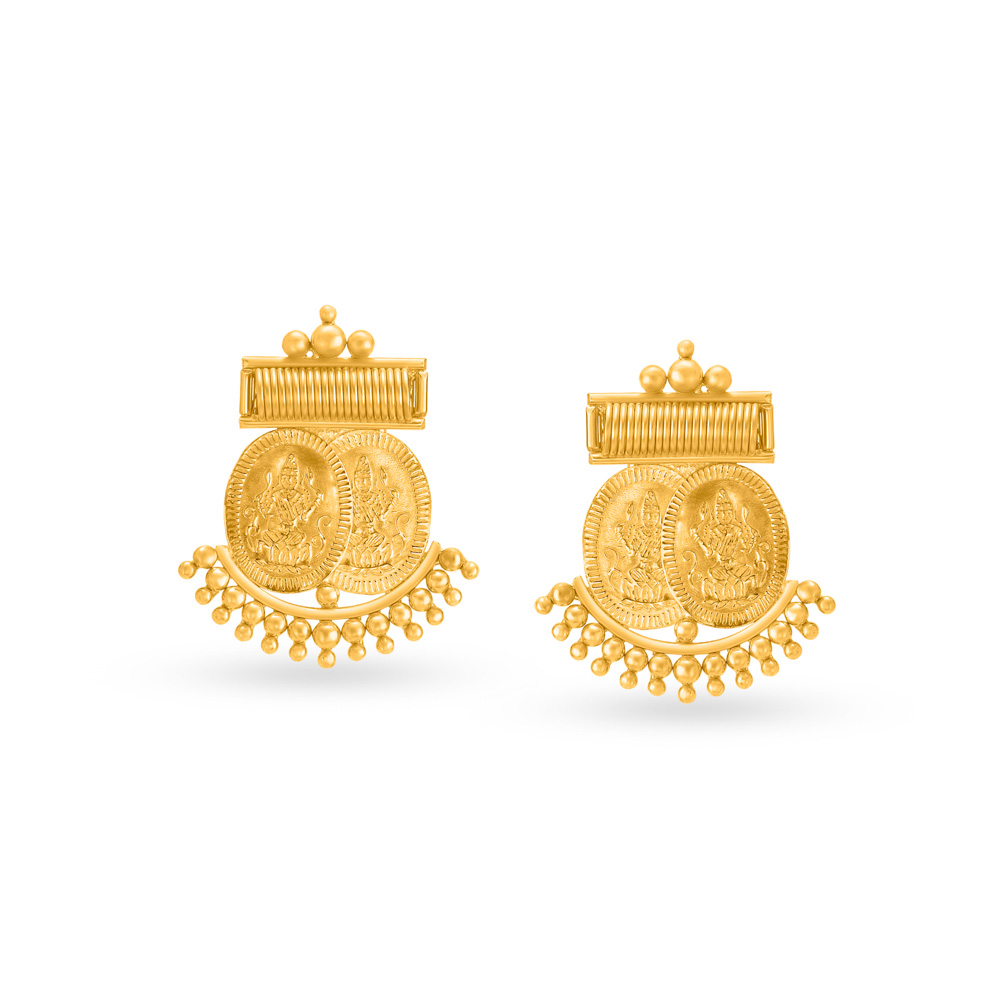 22K Gold 'Lakshmi' Earrings For Women - 235-GER15648 in 2.650 Grams