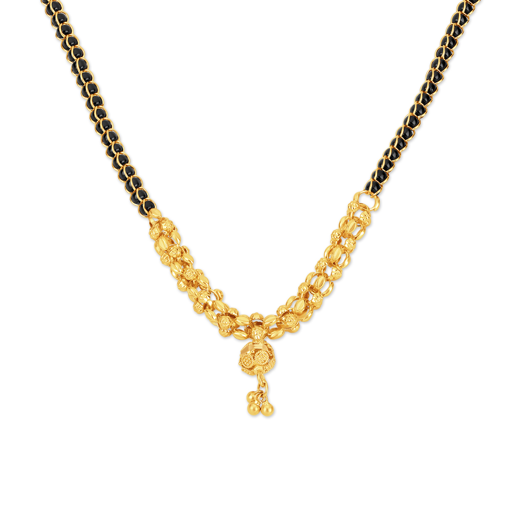 

Beautiful Yellow Gold Carved Garland Mangalsutra