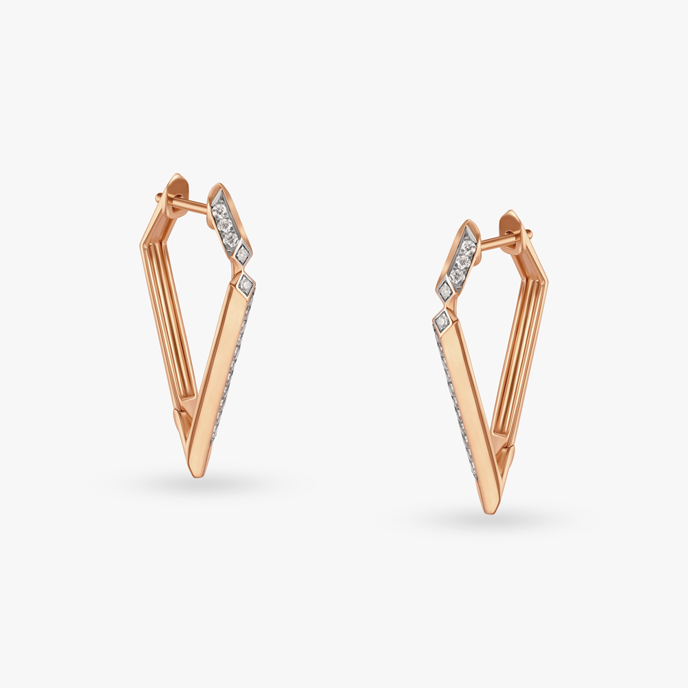 

Geometric Minimal Diamond Hoop Earrings