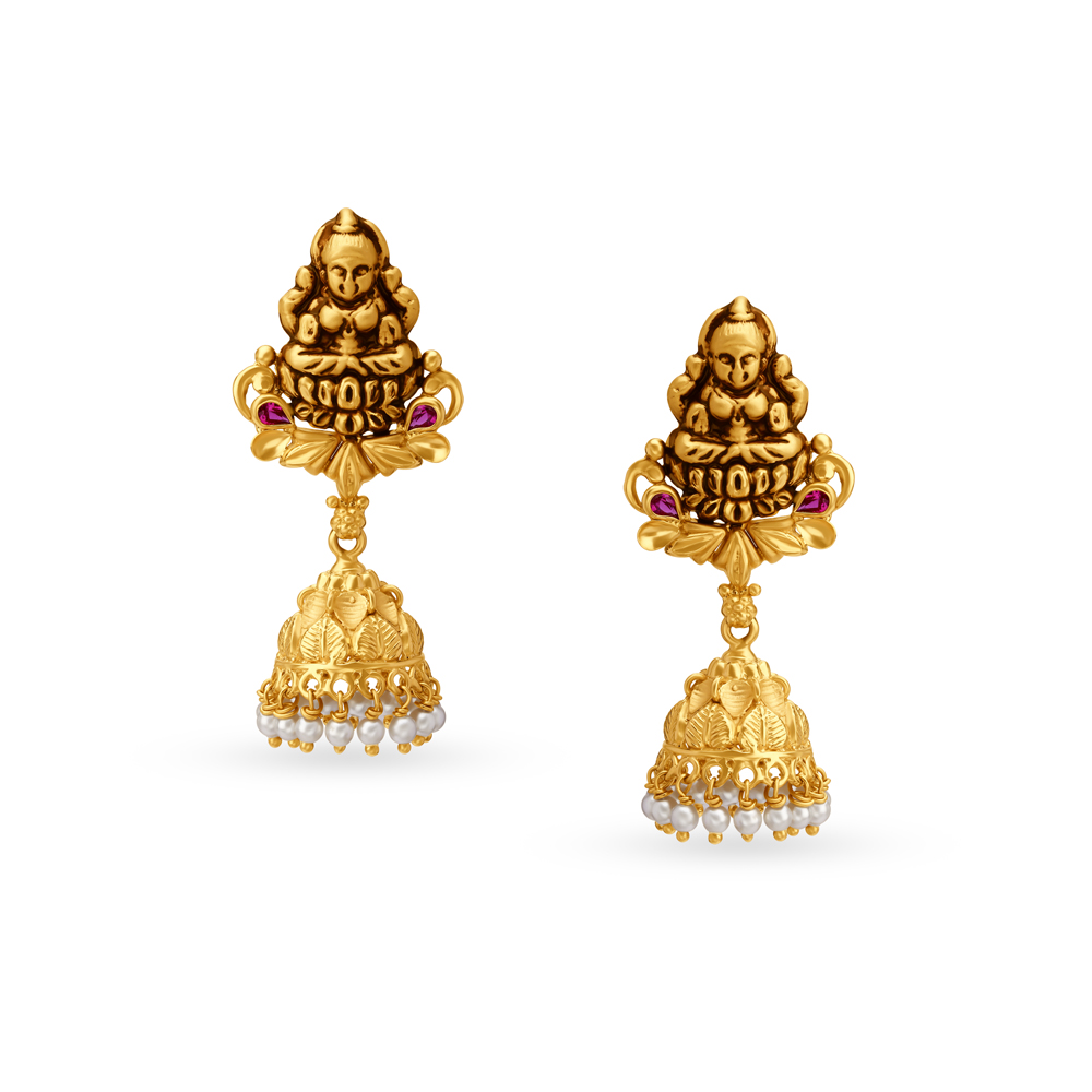 

Serene Traditional Gold Jhumka Earrings