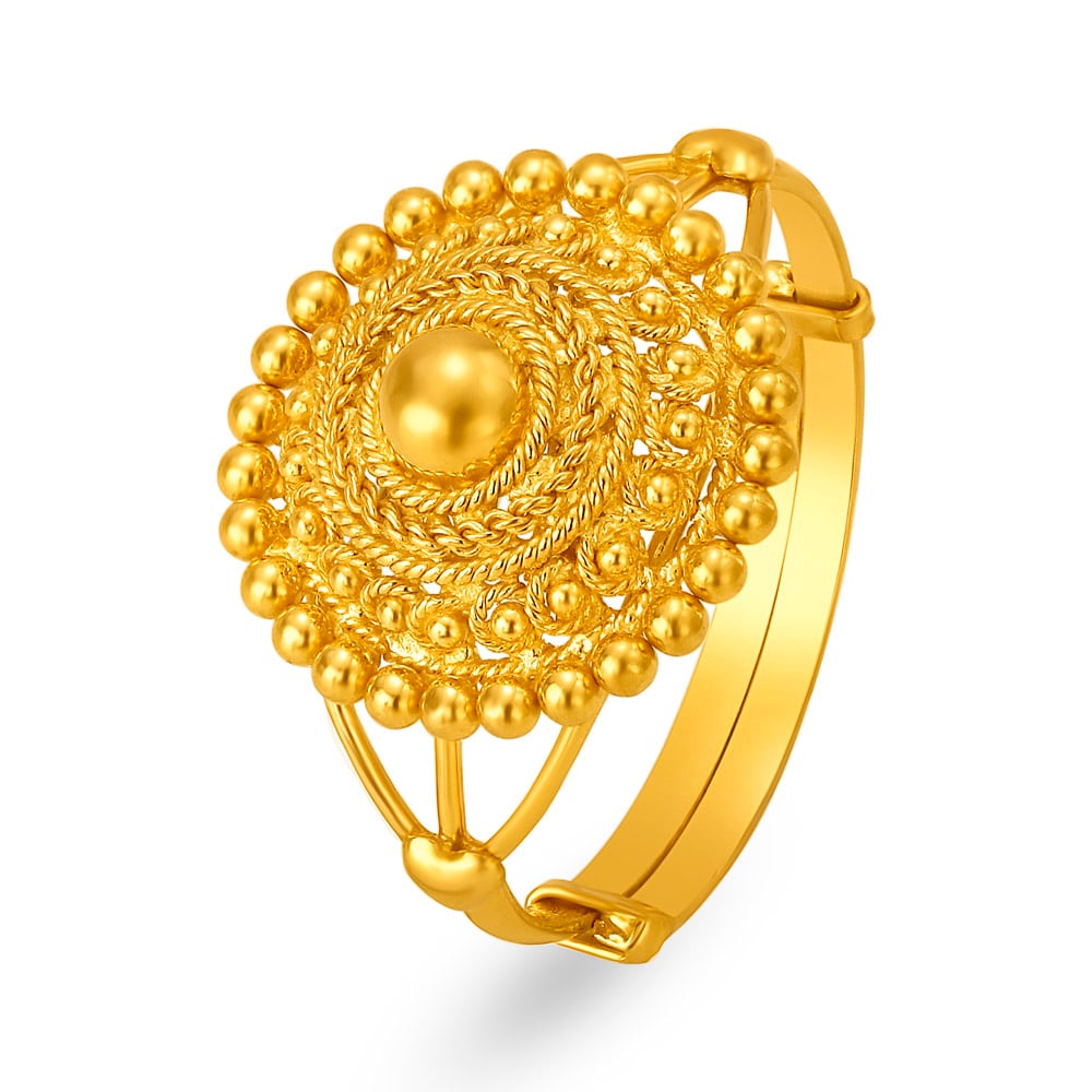 Captivating Rawa Work Gold Finger Ring