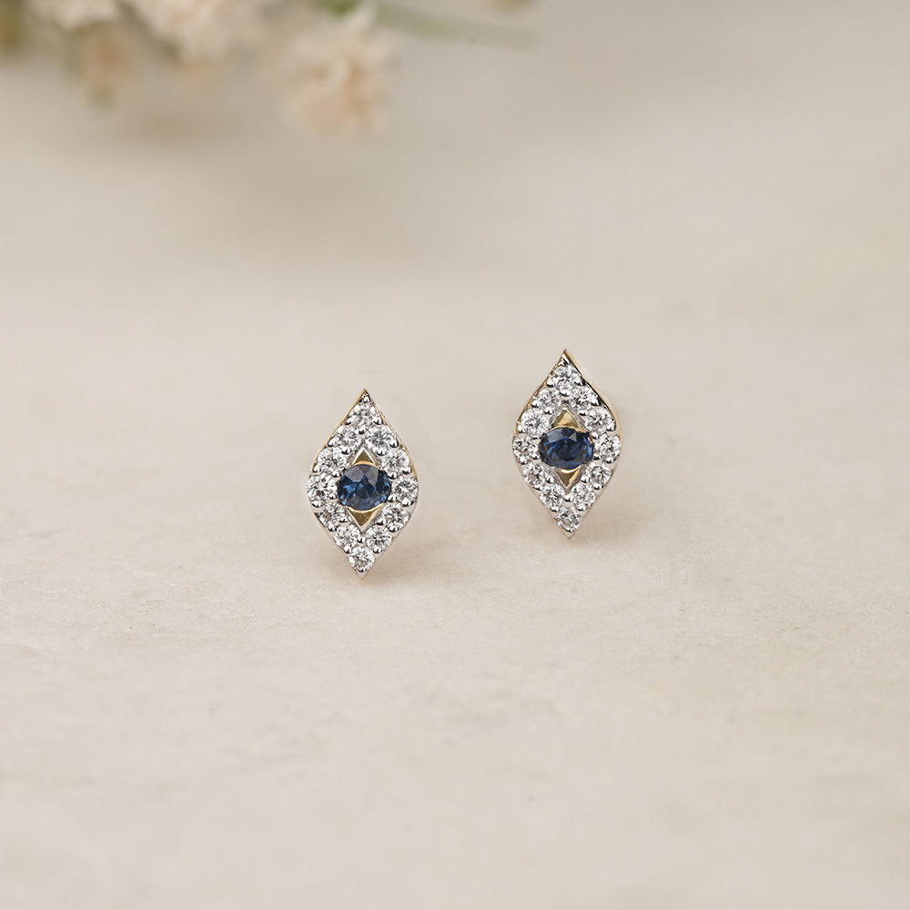 Sapphire Symphony 14KT Gold & Diamond Stud Earrings