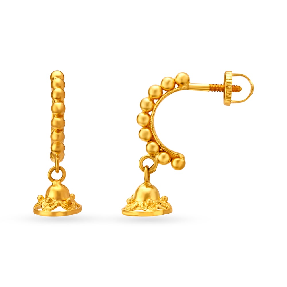 

Traditional Rawa Work Enticing Gold Drop Earrings