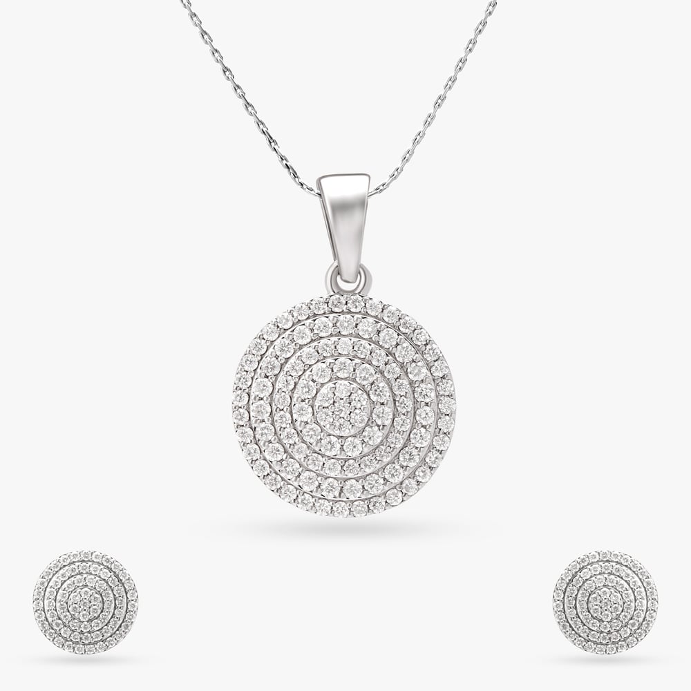 

Epitome Of Grace Diamond Pendant With Earrings Set