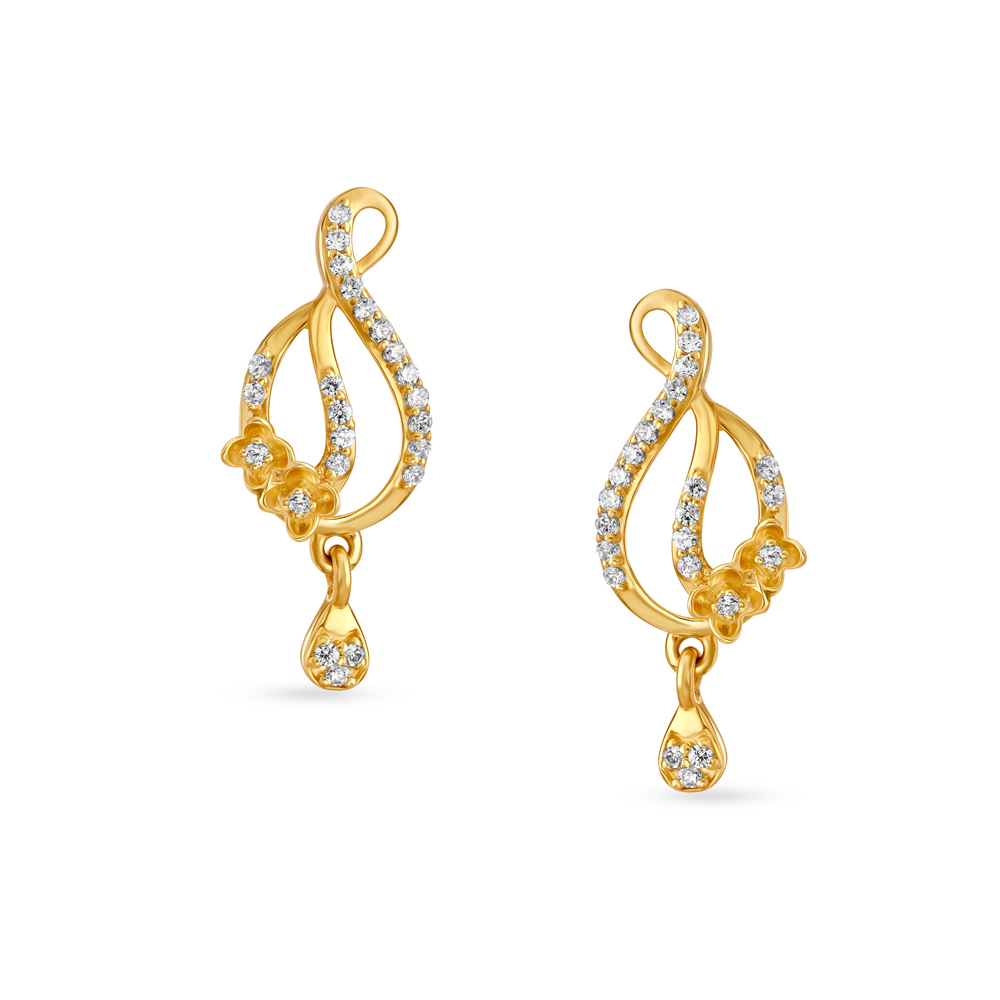 Charming Musical Note Inspired Gold Drop Earrings