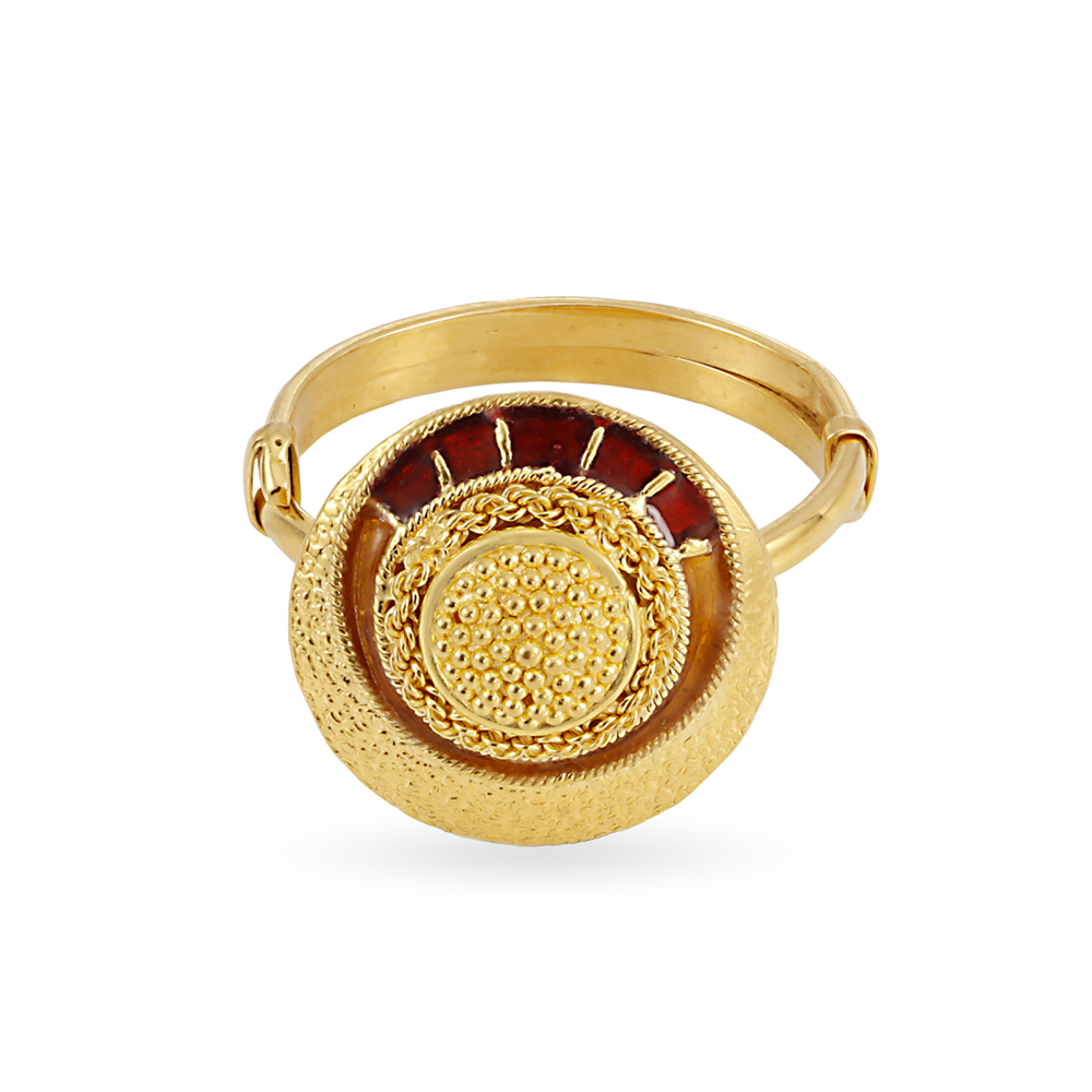 

Contemporary Meenakari Gold Finger Ring