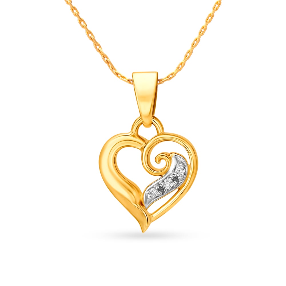 Fancy Heart Gold and Diamond Pendant