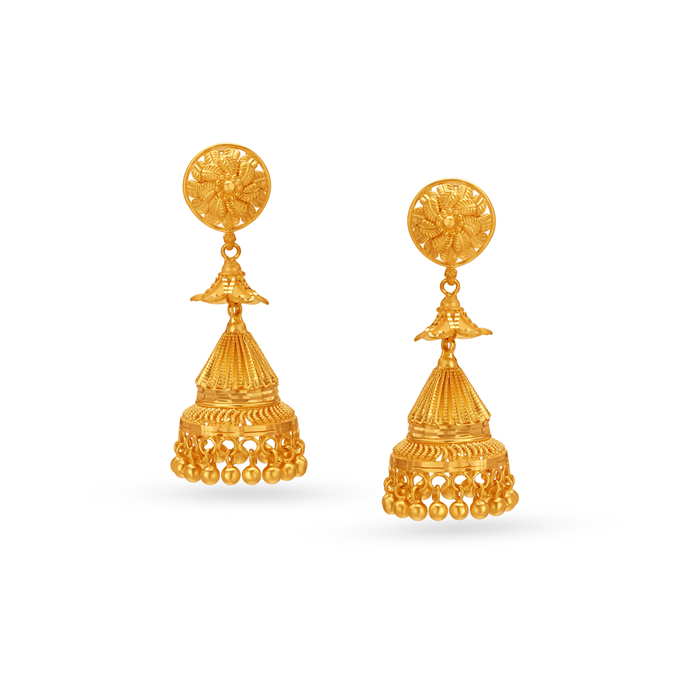 

Floral Gold Big Jhumkas