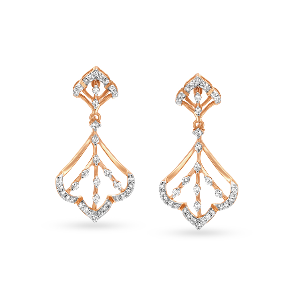 Enchanting 18 Karat Rose Gold And Diamond Floral Drops