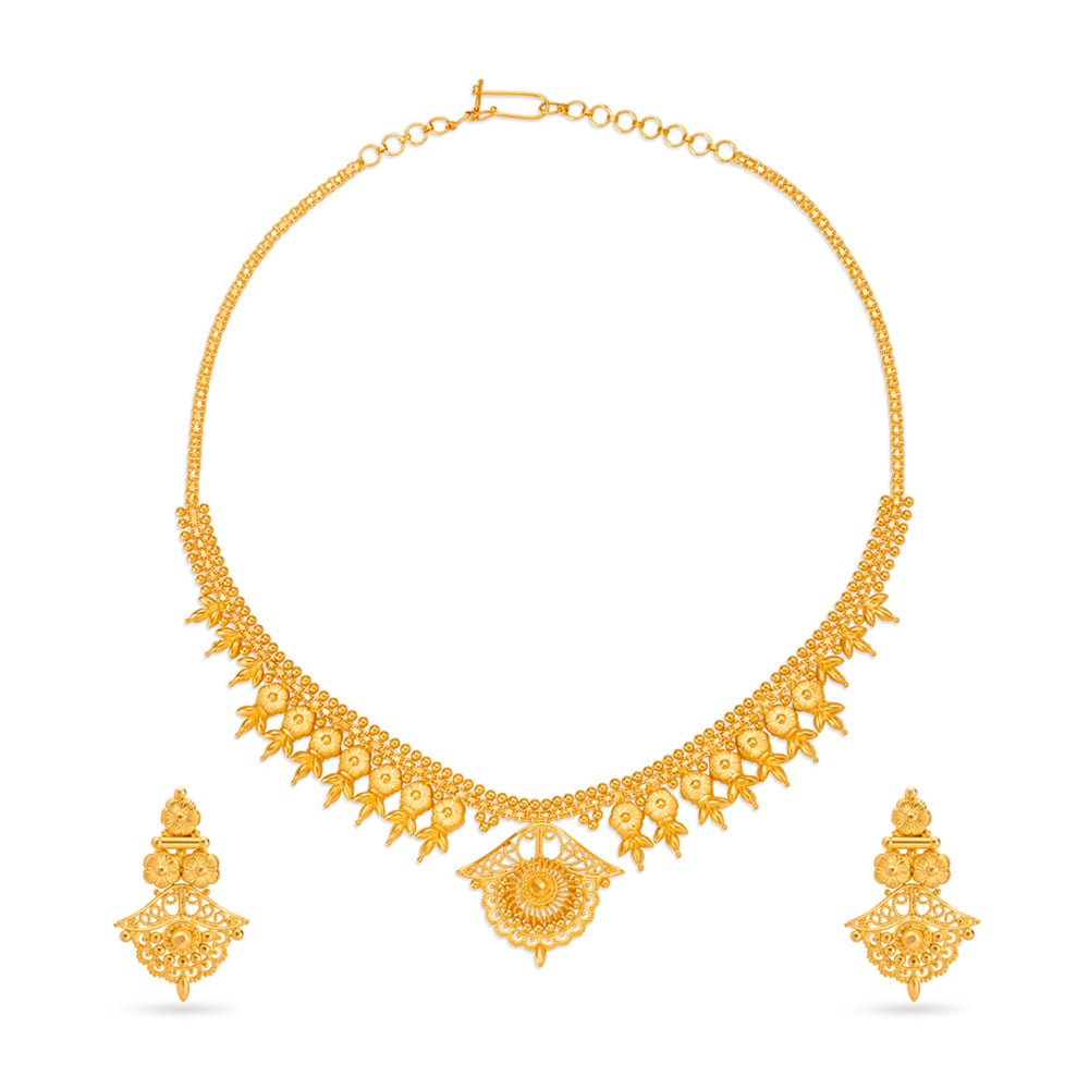 

Intricate Gold Necklace Set