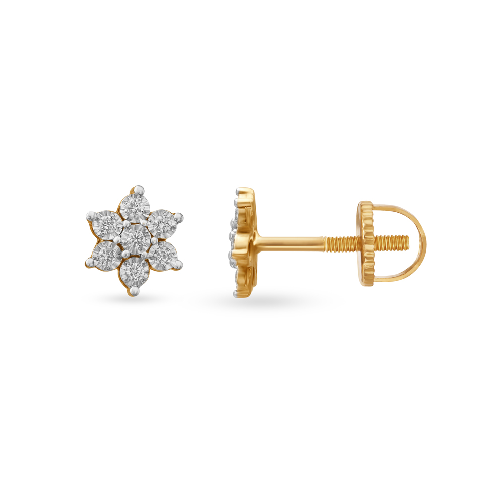 Serene Gold and Diamond Seven Stone Stud Earrings