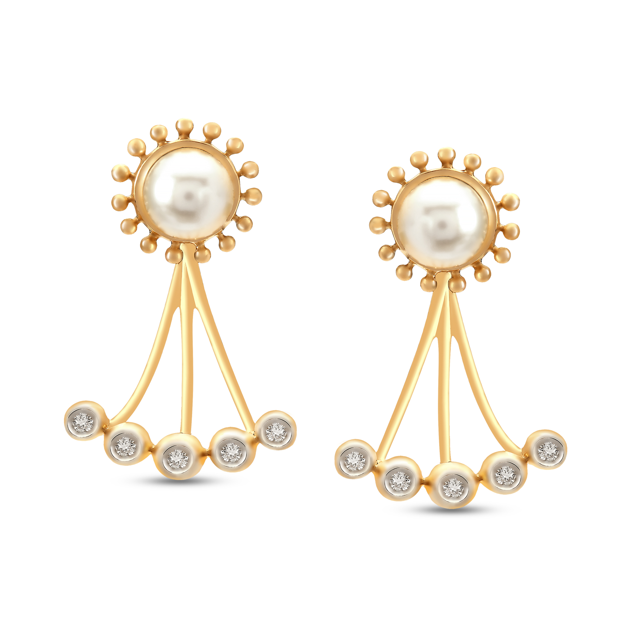 Mia by Tanishq 14KT Yellow Gold Diamond and PearlDrop Earrings for Women   Amazonin Jewellery
