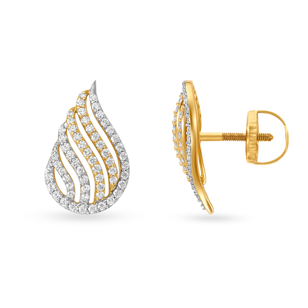 

Captivating Flame Inspired Gold and Diamond Stud Earrings