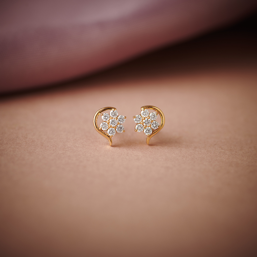 Floral Glamour Diamond Stud Earrings