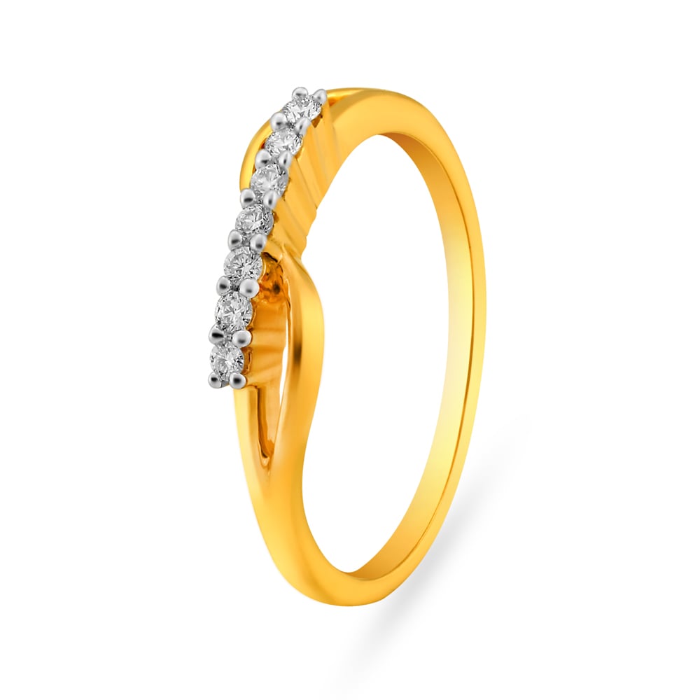 Tanishq 18KT Yellow Gold Diamond Finger Ring With Wave Design at Rs  16789/piece | Tanishq Diamond Rings in Noida | ID: 20724006312