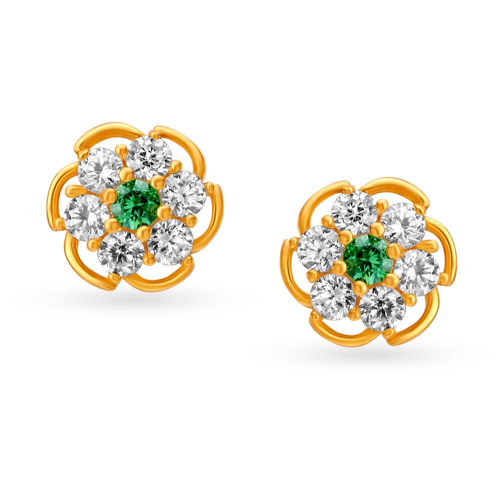 

Radiant Gold Stud Floral Earrings for Kids