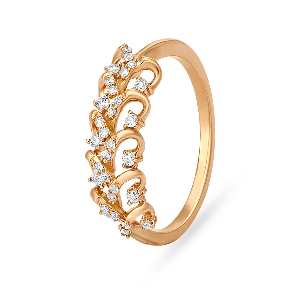 Enchanting 18 Karat Rose Gold And Diamond Interlaced Finger Ring