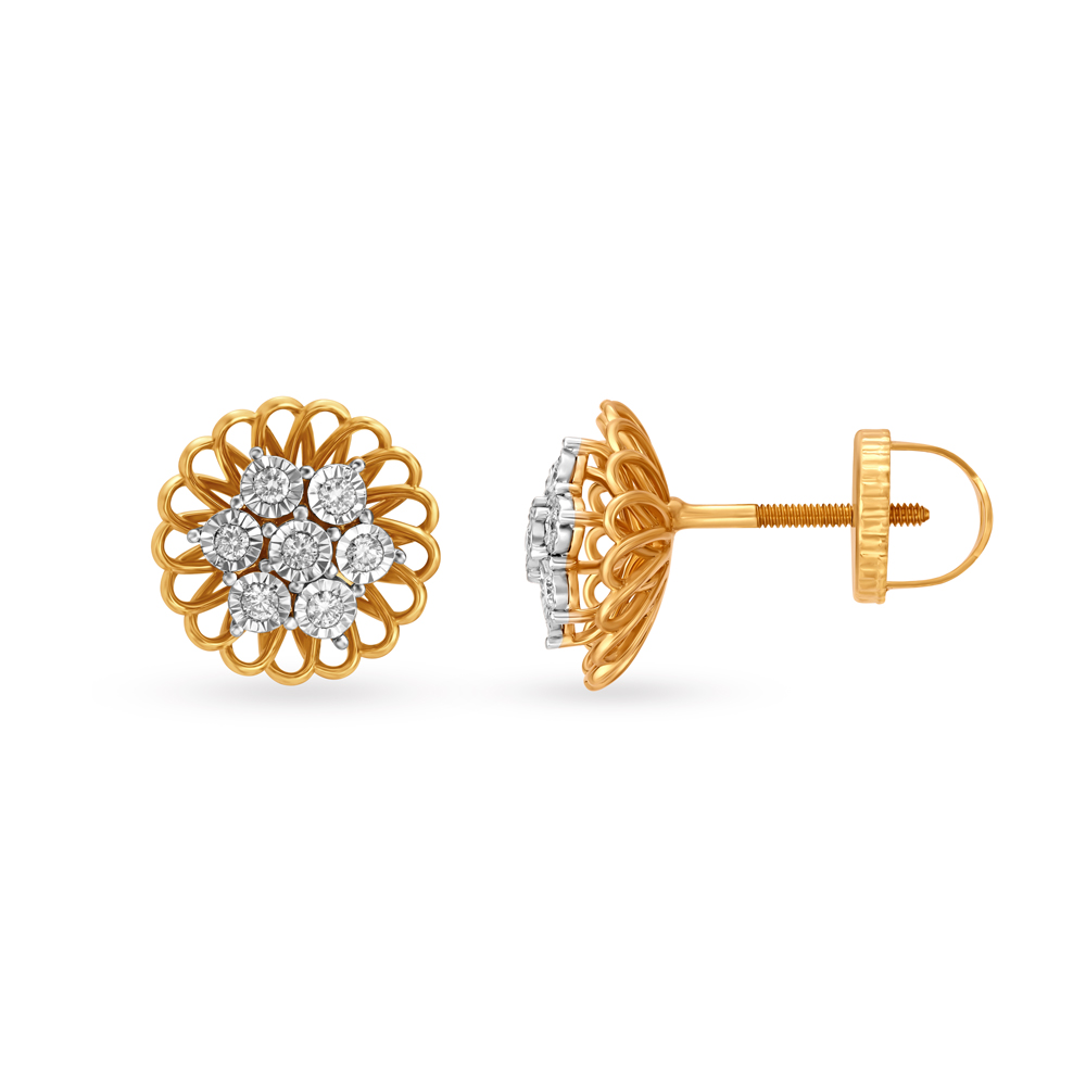 

Shimmering Floral Diamond Stud Earrings