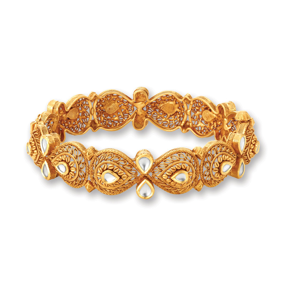 

Bold Teardrop Motifs Gold Bangle