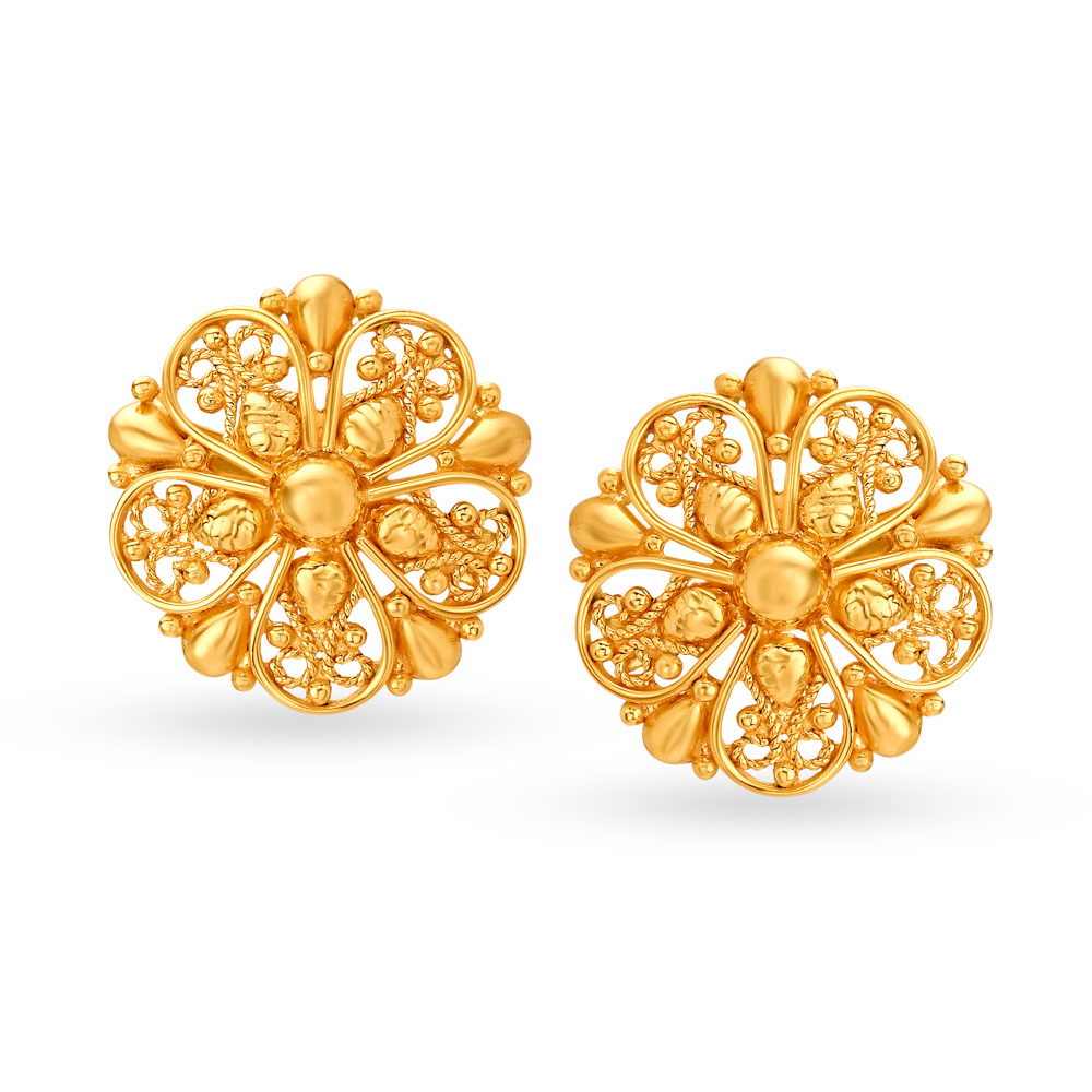 Dainty Rawa Work Floral Stud Earrings