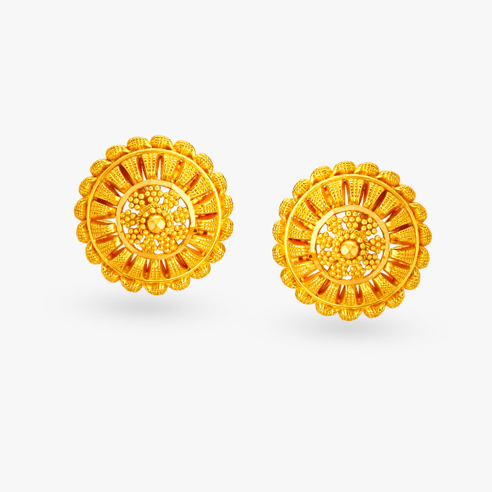 Exuberant Rava Work Gold Stud Earrings