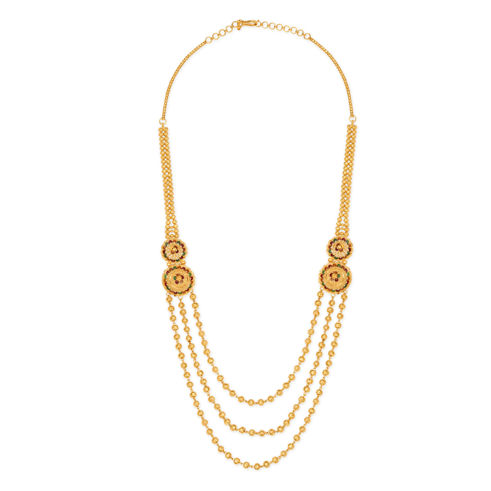 

Brilliant Yellow Gold Triple Strand Haaram